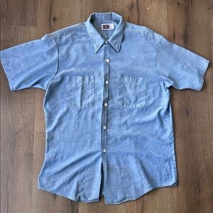 Big Mac Vintage Light Blue Short Sleeve Button-Up Shirt ! Medium